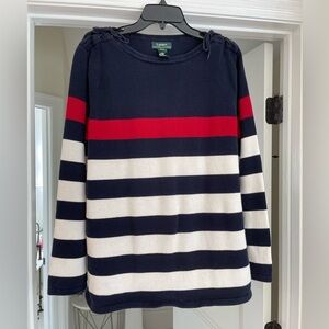 Ralph Lauren sporty stripped 100% cotton sweatshirt type top.  Size L